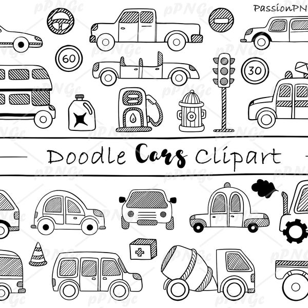 Vektor Autos Clipart, Autos svg, Transport Clip Art, Doodle Auto, Scrapbook druckbar, PNG, EPS, AI, Vektor, pdf