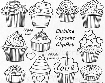 Hand Gezeichnet Cupcakes Etsy