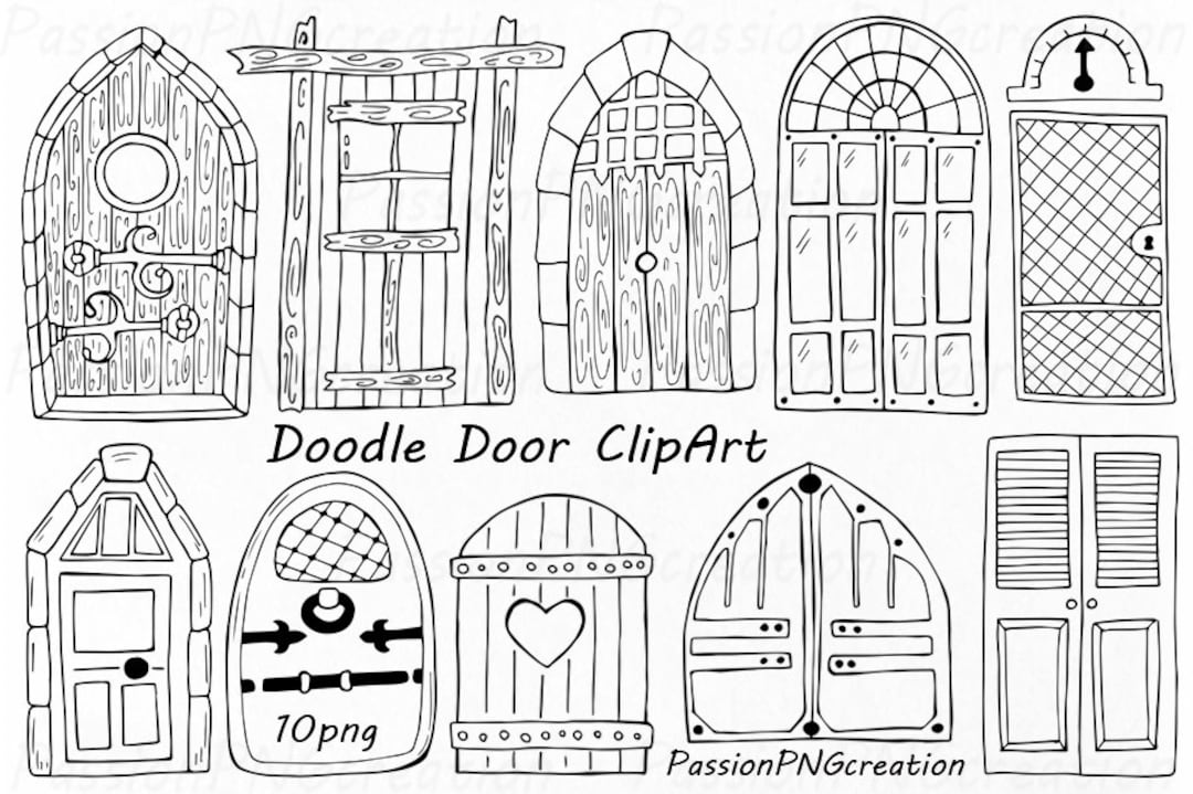 Doodle Doors Clipart Doors Hand Drawn Digital Download - Etsy UK