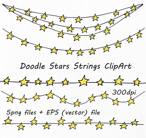 Doodle Stars Strings Clipart, Star Borders, Digital Stars Clip Art, PNG,  EPS, AI vector Files, for Personal and Commercial Use - Etsy