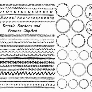 Doodle Borders and Frames Clipart: Hand-Drawn Vector Set (PNG, EPS)
