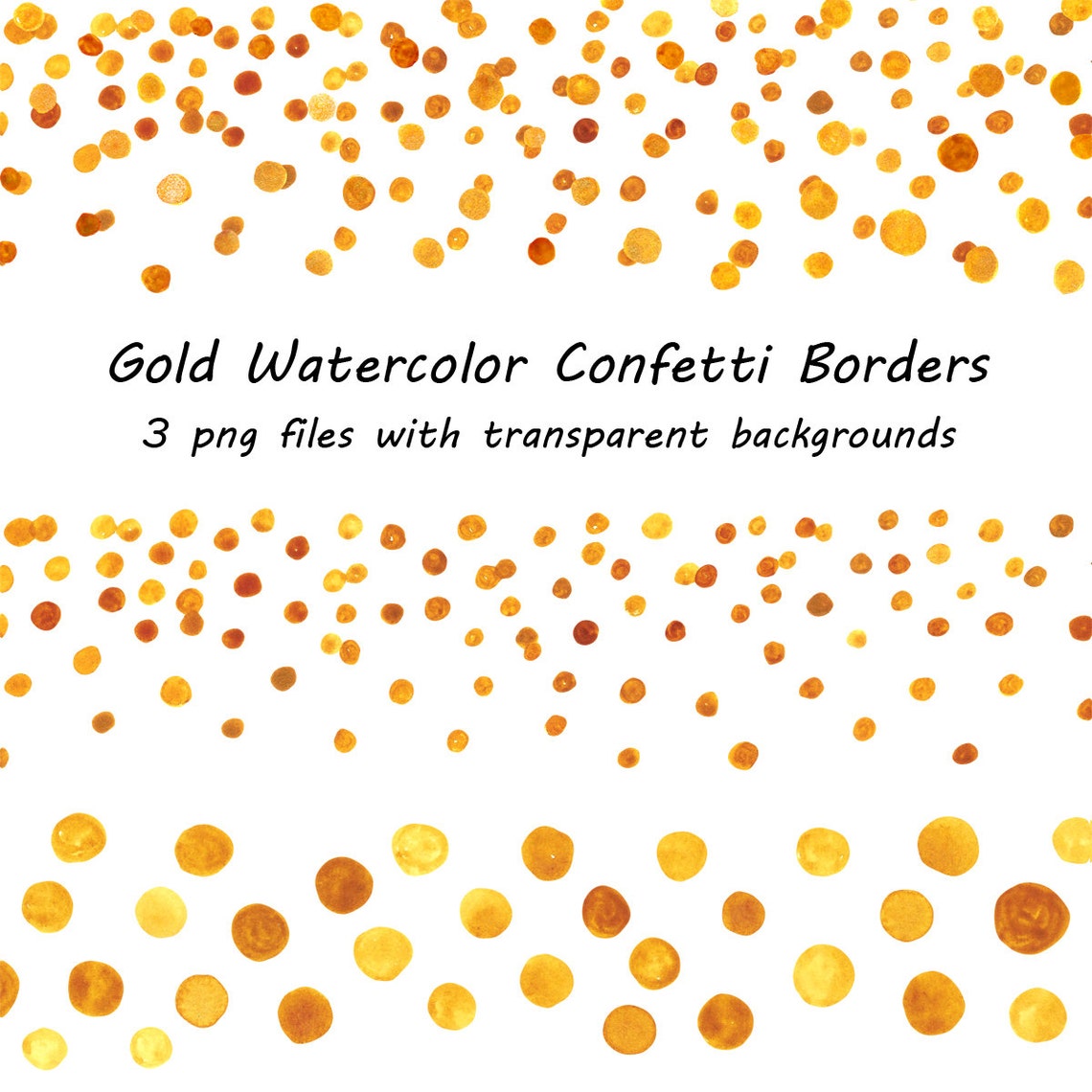 Gold Watercolor Confetti Borders Gold Confetti Watercolor - Etsy
