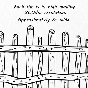 Doodle Fence Clipart, Hand drawn Wooden fence clip art, PNG, AI, EPS, vector, clipart, digital clipart, for Personal and Commercial Use image 2