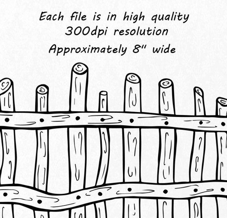 Doodle Fence Clipart, Hand drawn Wooden fence clip art, PNG, AI, EPS, vector, clipart, digital clipart, for Personal and Commercial Use image 2