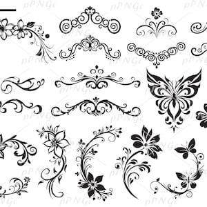 Dekorative SVG, Flourish SVG, Ornamente SVG, Swirl Clipart, Schlaganfall SVG, Vintage Clipart, Cut File, Cricut