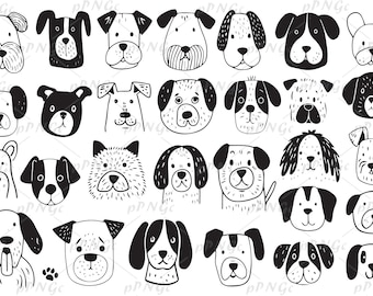 Dog Faces Clipart Set: SVG, PNG, PDF Files for Cricut
