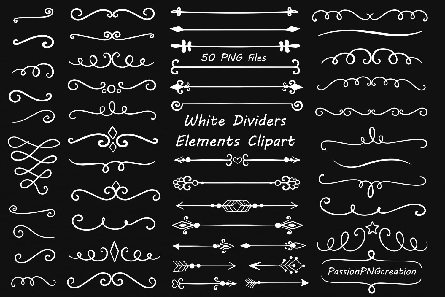 White Digital Divider Elements Doodle Dividers Digital - Etsy