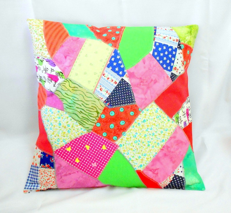 Applique Cushion Handmade Cushion Patchwork Cushion Multi Etsy