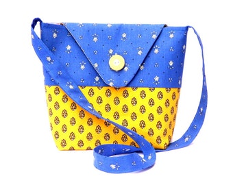Fabric handbag, handmade handbag, blue handbag, handmade fabric tote, womens handbag, inner zip pocket