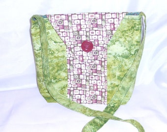 Green fabric tote, womens shoulder bag, handmade handbag, medium size handbag, inner zip pocket