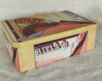 Vintage Art Deco French Rizla Rolling Papers Tin Box Home Decor Imperial Airways London Storage