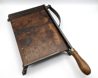 Antique Vintage French Tabletop Cast Iron Photo Guillotine | 19th Century Paper Cutter | Photo-Cisaille