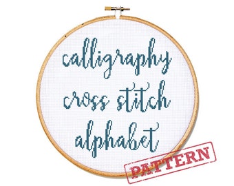 Cross Stitch Alphabet Pattern - Calligraphy Font