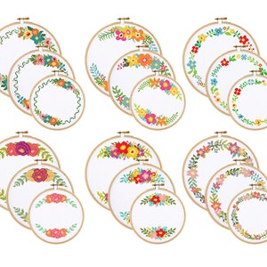 Floral Border Cross Stitch Pattern Bundle - 18 PDF patterns including 6 sets in 3 sizes each.