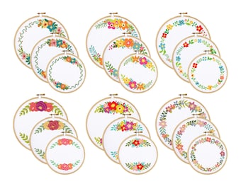 Floral Border Cross Stitch Pattern Bundle - 18 PDF patterns including 6 sets in 3 sizes each.