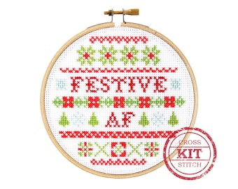 Festive AF DIY Cross Stitch Kit