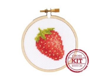 Strawberry Mini DIY Cross Stitch Kit
