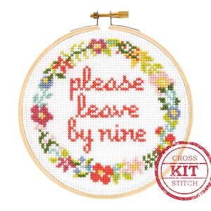 Please Leave By Nine DIY Cross Stitch Kit