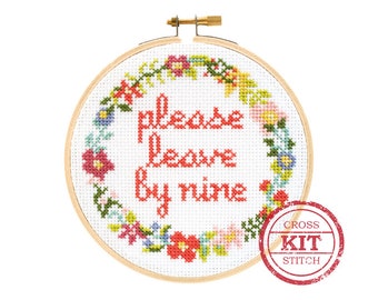 Please Leave By Nine DIY Cross Stitch Kit