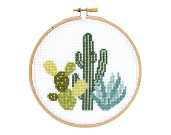 Desert Cactus Modern Cross Stitch Pattern