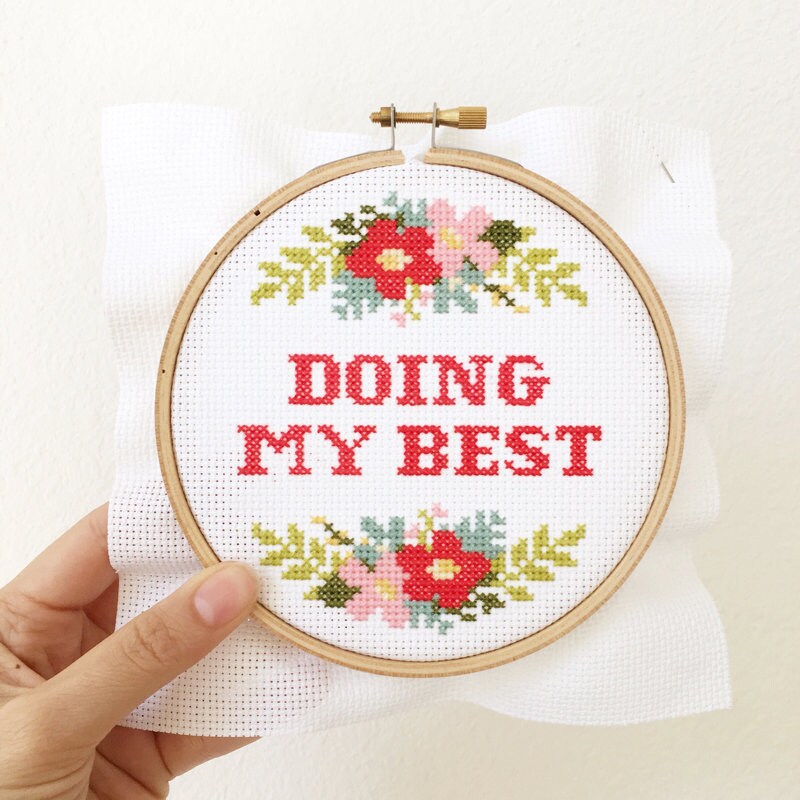 Doing My Best DIY Cross Stitch Kit - Etsy