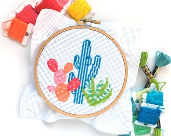 Colorful Cactus Cross Stitch Pattern