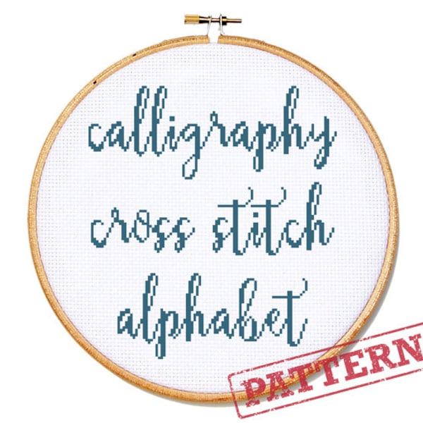 Cross Stitch Alphabet Pattern - Calligraphy Font