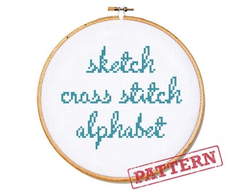 Sketch Font Alphabet Cross Stitch Pattern