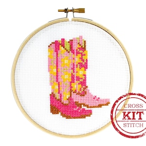 Cowgirl Boots DIY Cross Stitch Kit