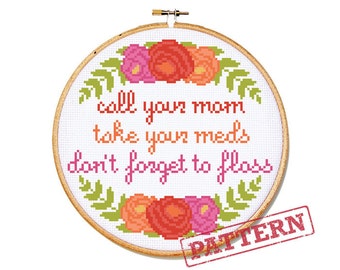 Self-Care Cross Stitch Pattern