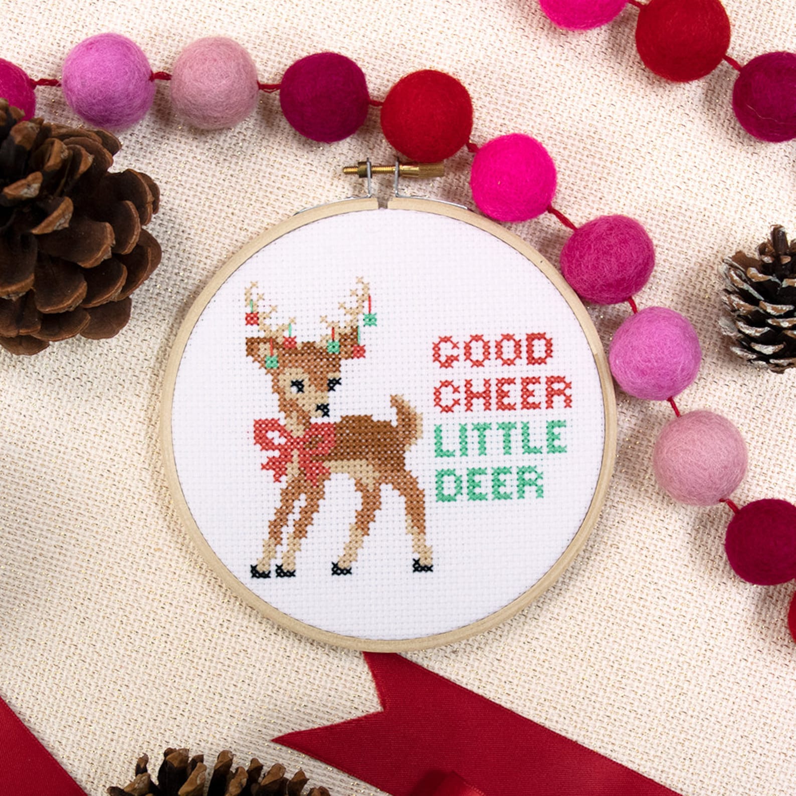 Christmas Deer Modern Cross Stitch Pattern Good Cheer Little Deer - Etsy