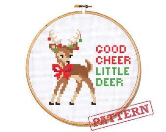 Christmas Deer Modern Cross Stitch Pattern Good Cheer Little Deer