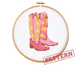 Cowgirl Boots Cross Stitch Pattern PDF