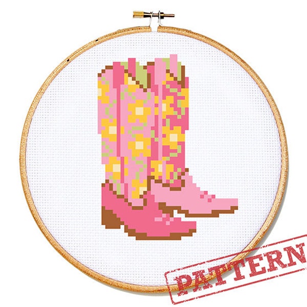 Cowgirl Boots Cross Stitch Pattern PDF