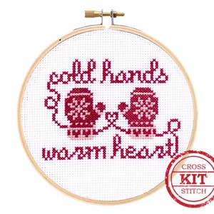 Cold Hands Warm Heart Mittens DIY Cross Stitch Kit