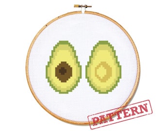 Small Avocado Modern Cross Stitch Pattern