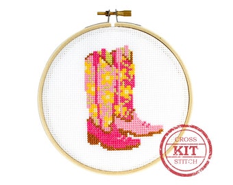 Cowgirl Boots DIY Cross Stitch Kit