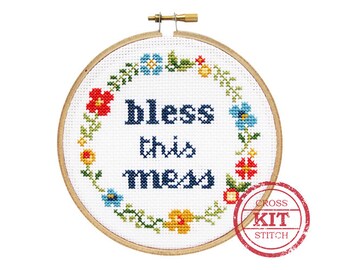 Bless This Mess DIY Cross Stitch Kit