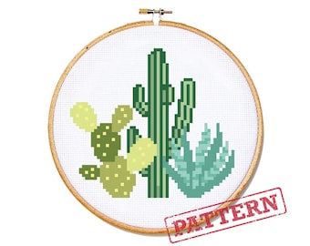 Desert Cactus Modern Cross Stitch Pattern