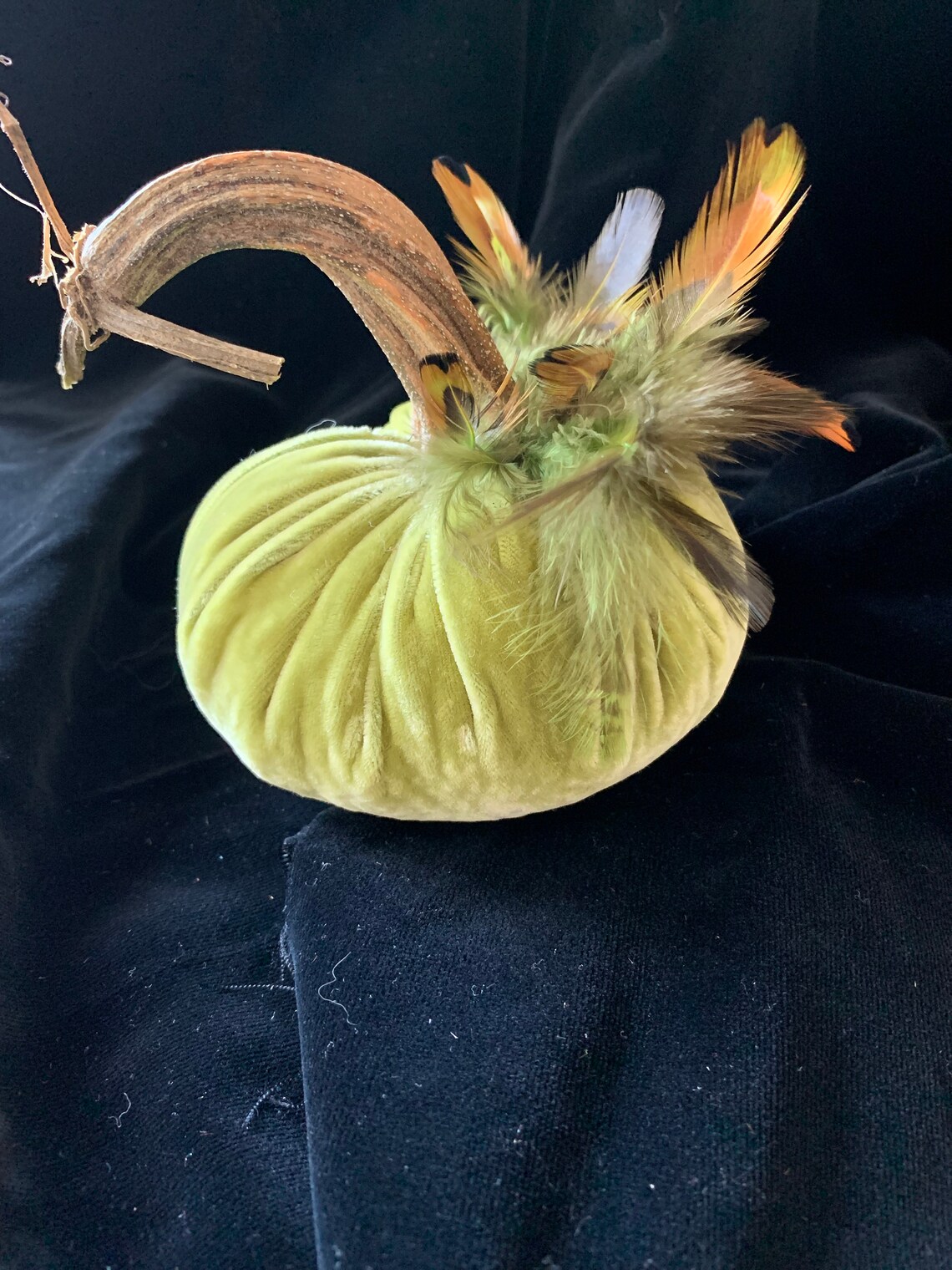 Citrouille chartreuse velvet faite à la main avec panache de | Etsy