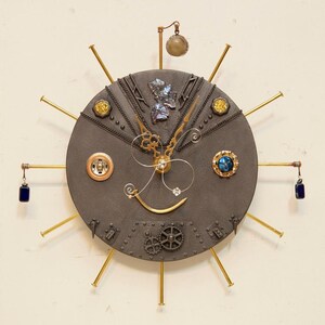 Smile Wall Clock (One of a Kind) — Mechanical Knight with Bismuth Crystal, Czech Glass Beads & Gear Plate