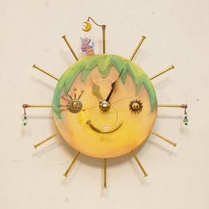 Smile Wall Clock (One of a Kind) — Fruit Leaf Bangs and the Moon-Hungry Building