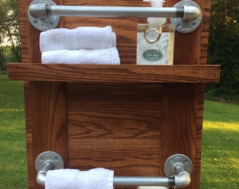 De metal en madera estante o cook libro toallero