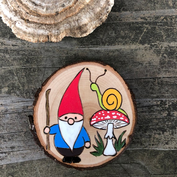Knome Magnet Wood burned Hand painted Magnet