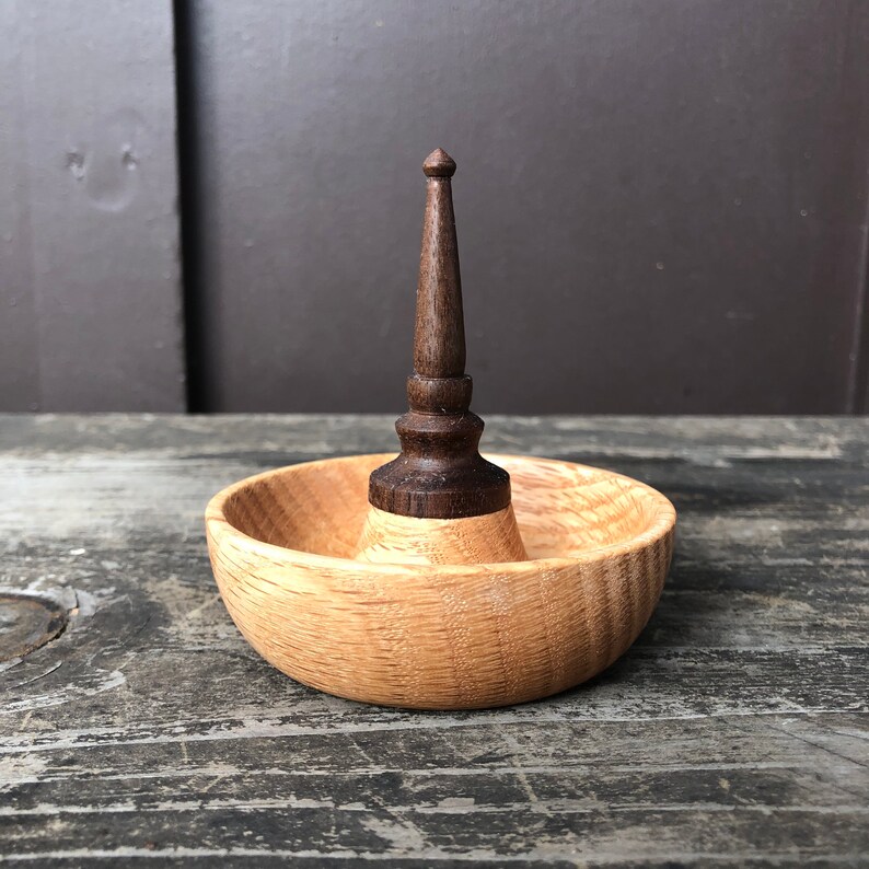 Wooden ring holder. Wood turned ring keeper and dish. Handmade Etsy
