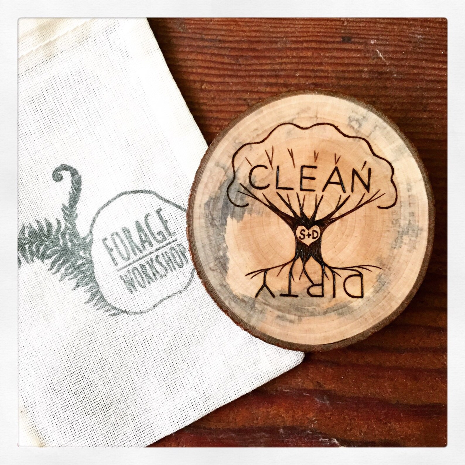 Rustic Wood Burned Clean Dirty Kitchen Dishwasher Magnet With Tree of ...