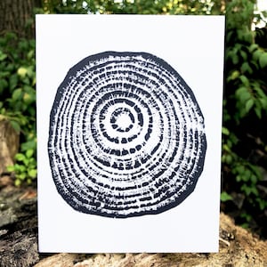 Carte de note en tranche de bois de noyer noir avec enveloppe. Imprimé sur carton 100% recyclé 4"x5.5 » A2 Fait à la main par Forage Workshop.