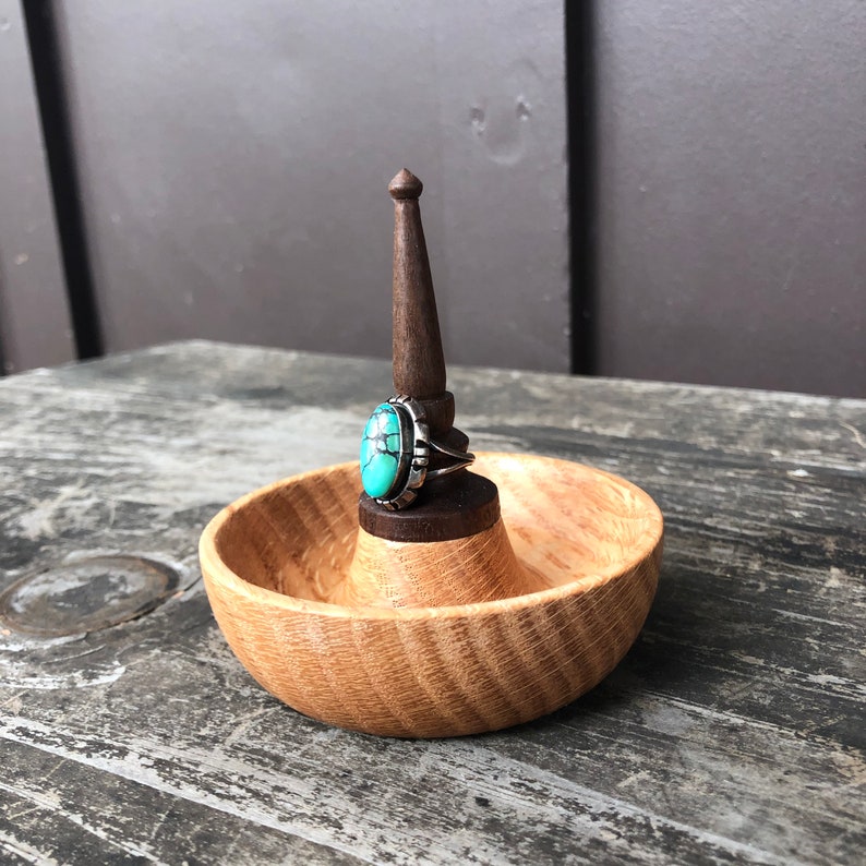 Wooden ring holder. Wood turned ring keeper and dish. Handmade Etsy