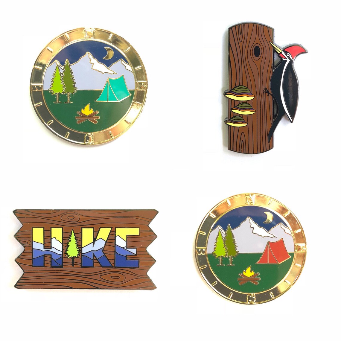 Hike Sign Hard Enamel Pin. Hikers Mountain and Tree Pin. Etsy