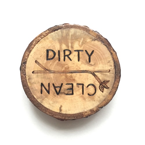 Rustic Wood Burned Clean Dirty Kitchen Dishwasher With Etsy